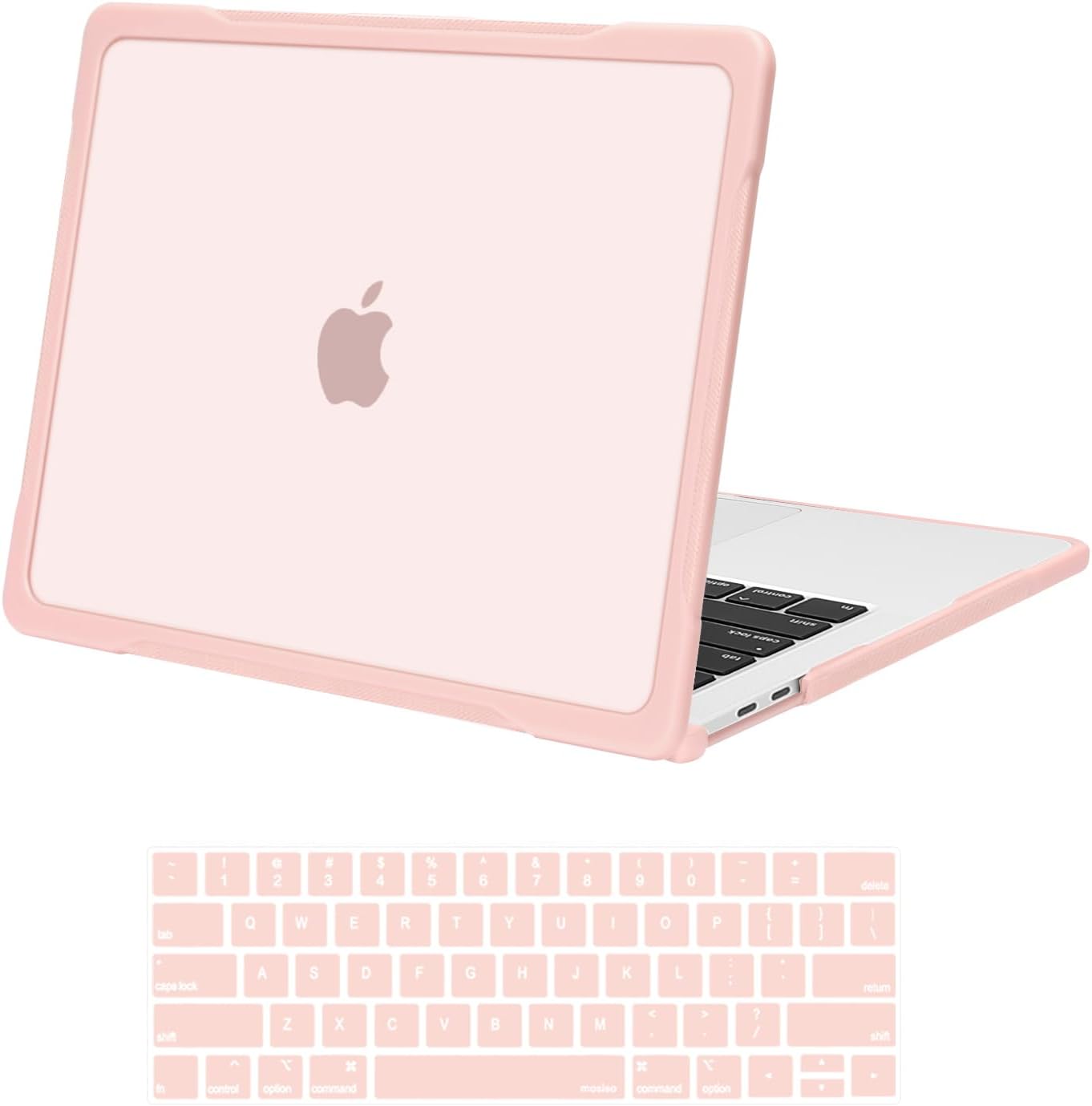 MOSISO Compatible with MacBook Pro 13 inch Case M2 2025-2016 A2338 M1 A2251 A2289 A2159 A1989 A1708 A1706, Soft TPU Bumper Anti-Cracking&Anti-Fingerprint Plastic Hard Case&Keyboard Cover, Pink