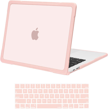 MOSISO Compatible with MacBook Pro 13 inch Case M2 2025-2016 A2338 M1 A2251 A2289 A2159 A1989 A1708 A1706, Soft TPU Bumper Anti-Cracking&Anti-Fingerprint Plastic Hard Case&Keyboard Cover, Pink