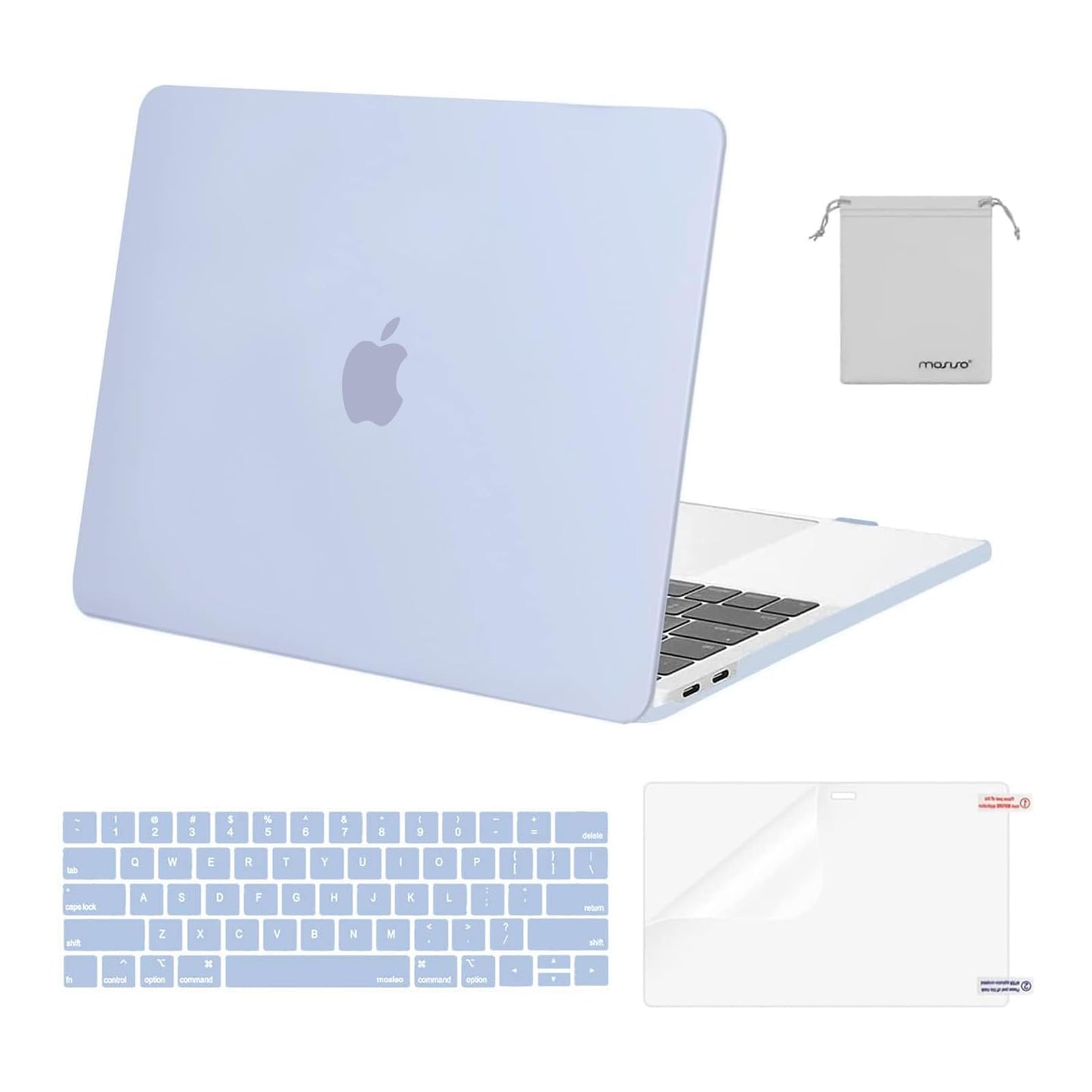MOSISO Compatible with MacBook Pro 13 inch Case M2 2025, 2024, 2023, 2022-2016 A2338 M1 A2251 A2289 A2159 A1989 A1708 A1706, Plastic Hard Shell&Keyboard Cover&Screen Film&Storage Bag, Chalk Pink