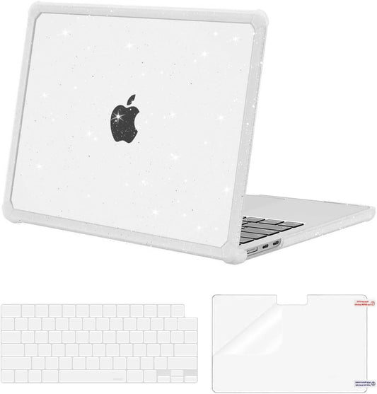 MOSISO Compatible with MacBook Air 13 inch Case M5 2026 M4 2025 M3 M2 2024-2022 A3449 A3240 A3113 A2681, Glitter Hard Case with TPU Bumper&Keyboard Cover&Screen Film for MacBook Air 13.6
