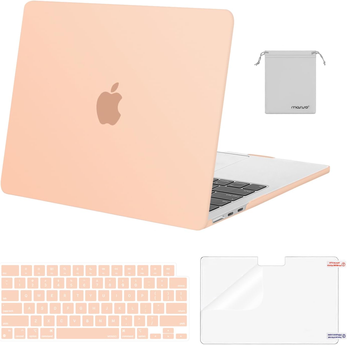 MOSISO Compatible with MacBook Air 13 inch Case M5 2026 M4 2025 M3 M2 2024-2022 A3449 A3240 A3113 A2681,Hard Shell&Keyboard Cover&Screen Film&Pouch for MacBook Air 13.6 inch Case, Crystal Clear