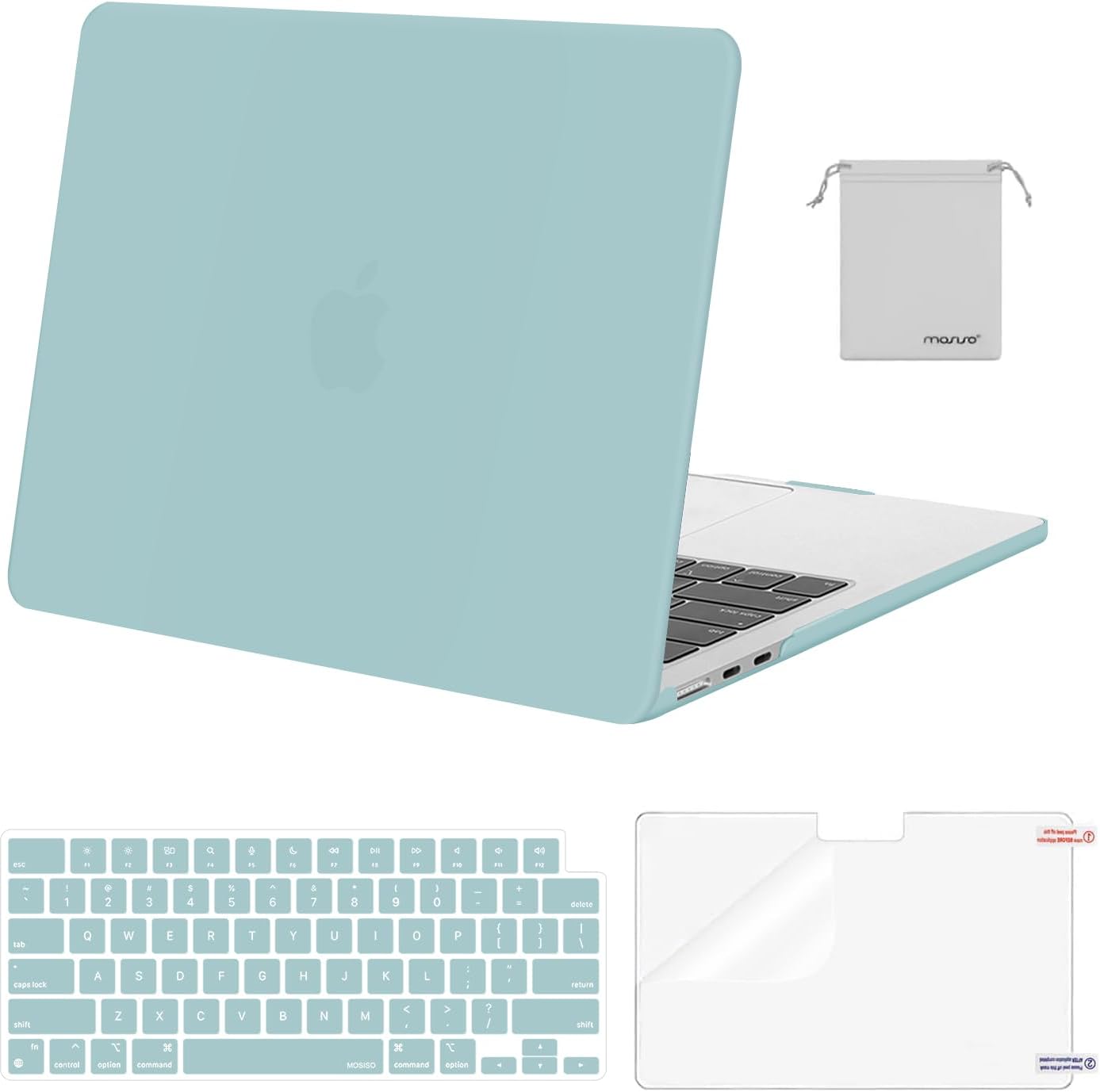 MOSISO Compatible with MacBook Air 13 inch Case M5 2026 M4 2025 M3 M2 2024-2022 A3449 A3240 A3113 A2681,Hard Shell&Keyboard Cover&Screen Film&Pouch for MacBook Air 13.6 inch Case, Crystal Clear