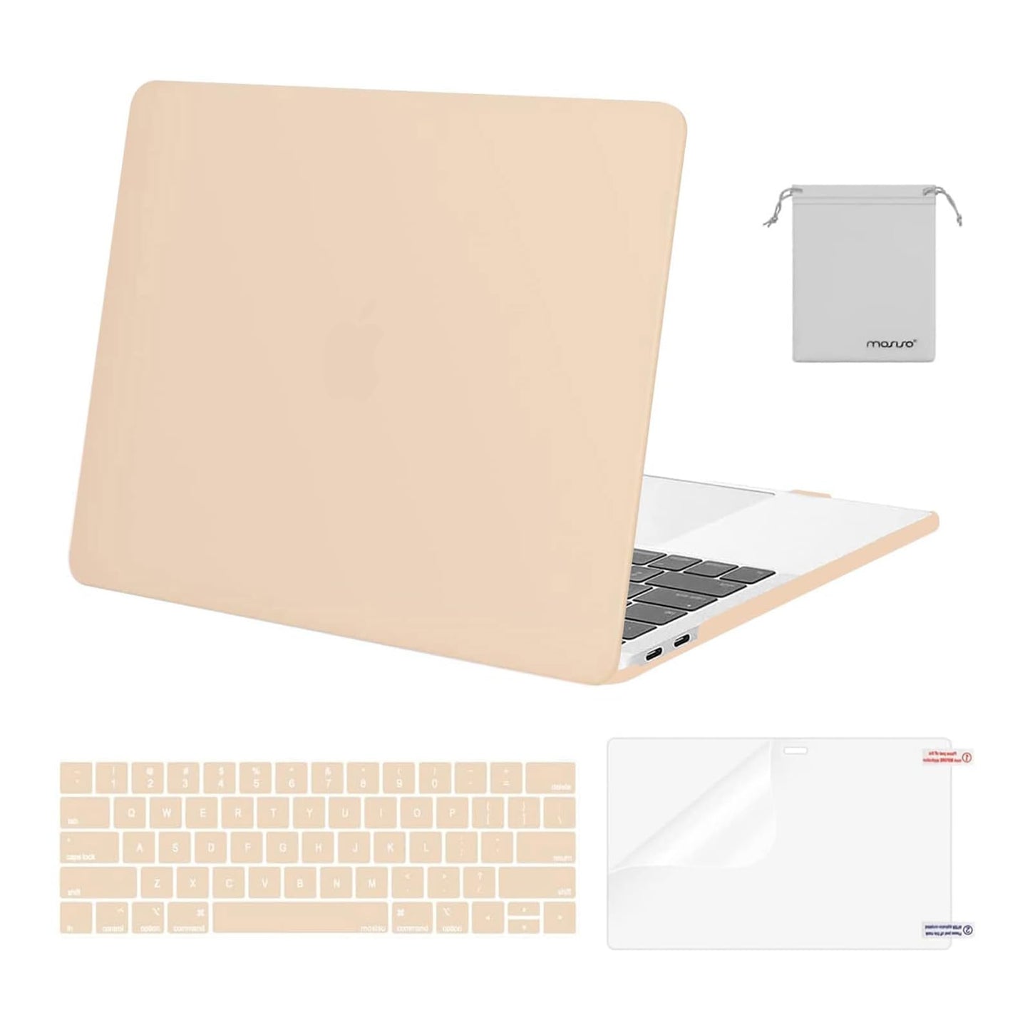 MOSISO Compatible with MacBook Pro 13 inch Case M2 2025, 2024, 2023, 2022-2016 A2338 M1 A2251 A2289 A2159 A1989 A1708 A1706, Plastic Hard Shell&Keyboard Cover&Screen Film&Storage Bag, Chalk Pink