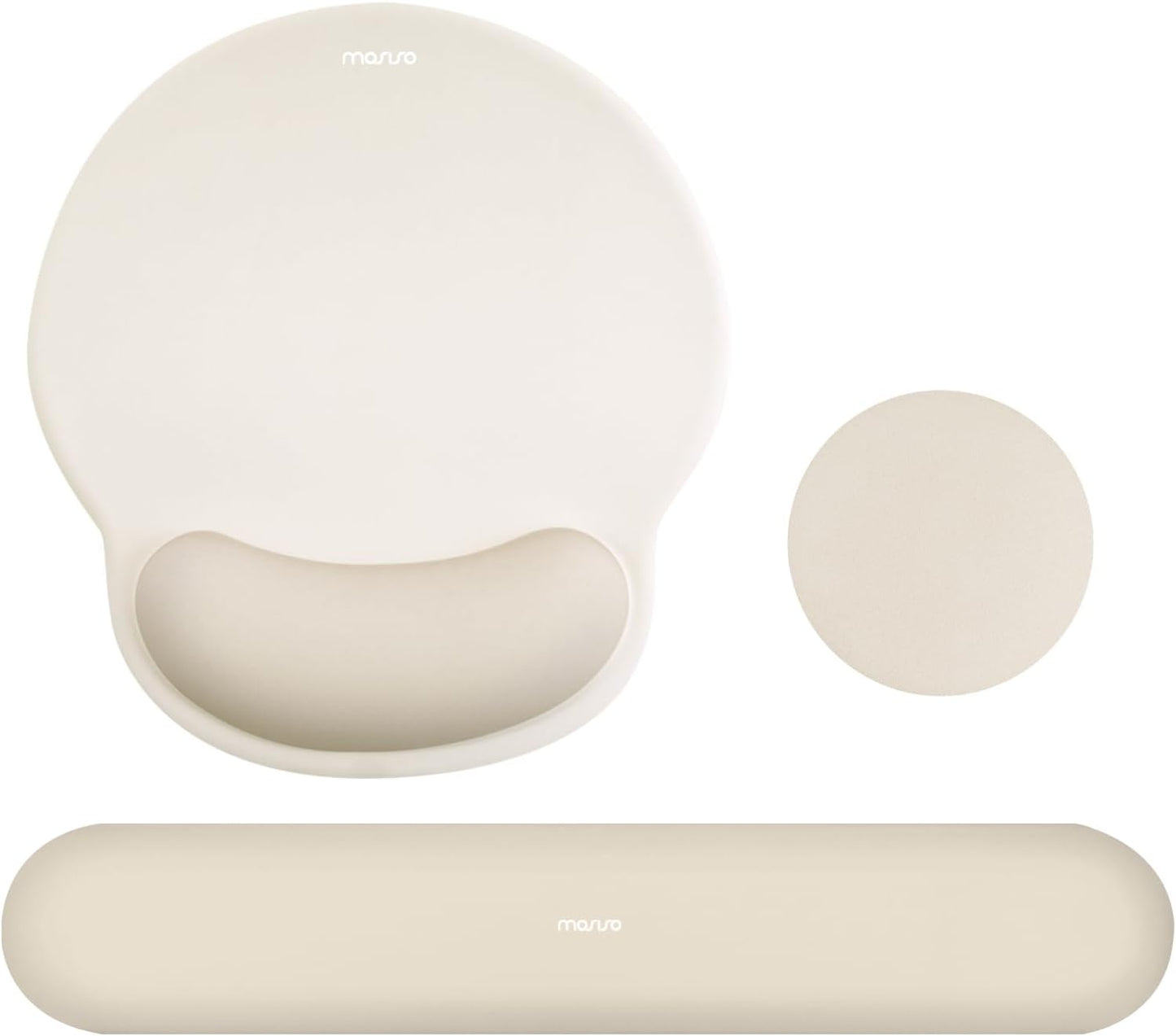 MOSISO Wrist Rest Support for Mouse Pad&Keyboard Set, Circle Curved Ergonomic Mousepad&Coaster Non-Slip Base Home/Office Pain Relief&Easy Typing Pad with Soft Cloth&Silicone Lining
