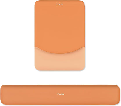 MOSISO Wrist Rest Support Mouse Pad & Keyboard Set, Slate Gray Rectangular Ergonomic Mousepad, Non-Slip Base, Home/Office Pain Relief & Easy Typing, Neoprene Cloth & Raised Silicone Lining