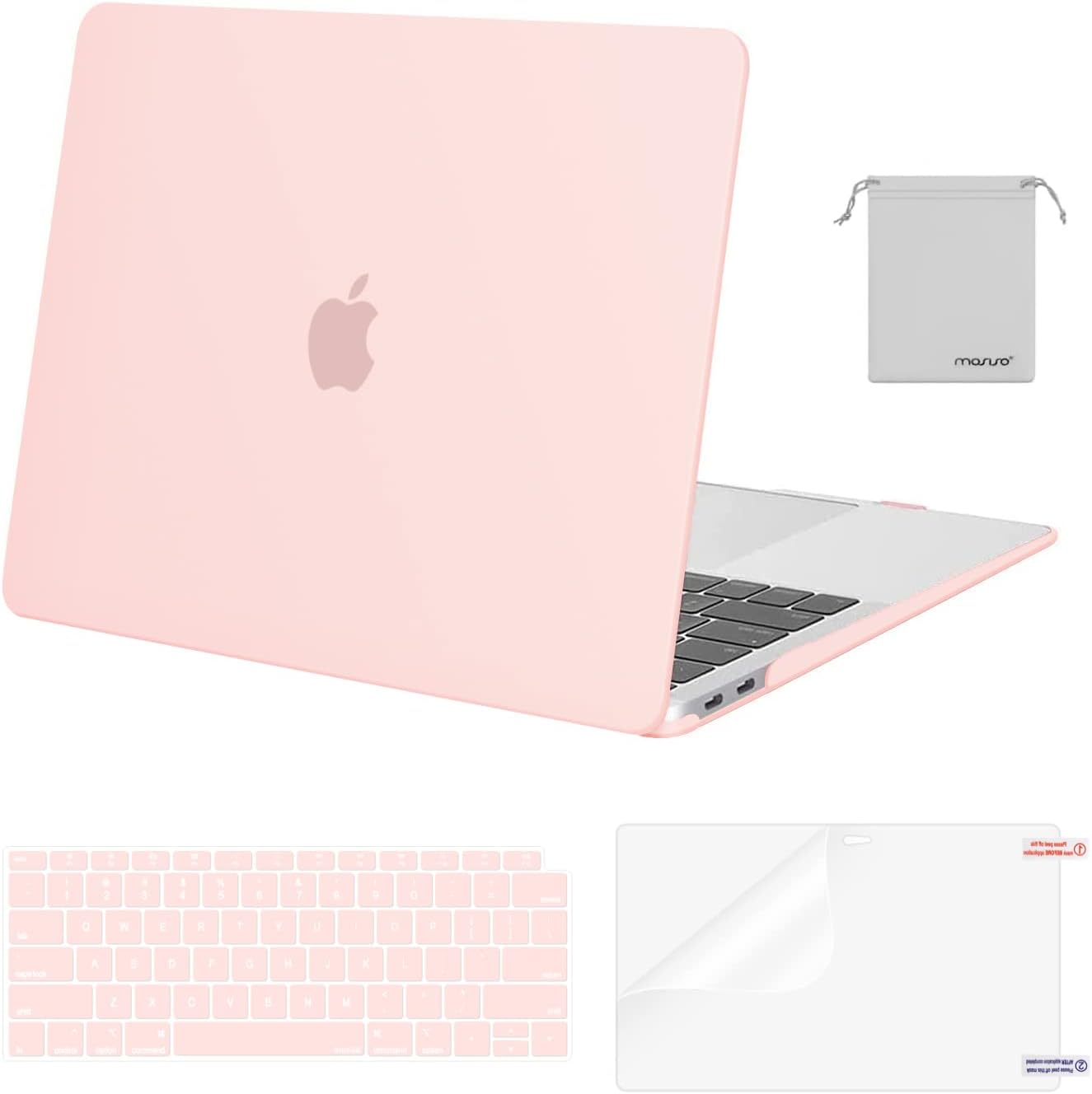 MOSISO Compatible with MacBook Air 13 inch Case M1 Chip 2021-2018 Release A2337 A2179 A1932, Plastic Hard Shell&Keyboard Cover&Screen Film&Storage Bag for MacBook Air 13.3 inch Case, Crystal Midnight