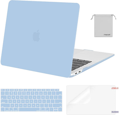 MOSISO Compatible with MacBook Air 13 inch Case M1 Chip 2021-2018 Release A2337 A2179 A1932, Plastic Hard Shell&Keyboard Cover&Screen Film&Storage Bag for MacBook Air 13.3 inch Case, Crystal Midnight