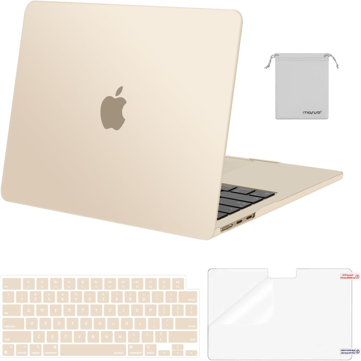 MOSISO Compatible with MacBook Air 13 inch Case M5 2026 M4 2025 M3 M2 2024-2022 A3449 A3240 A3113 A2681,Hard Shell&Keyboard Cover&Screen Film&Pouch for MacBook Air 13.6 inch Case, Crystal Clear