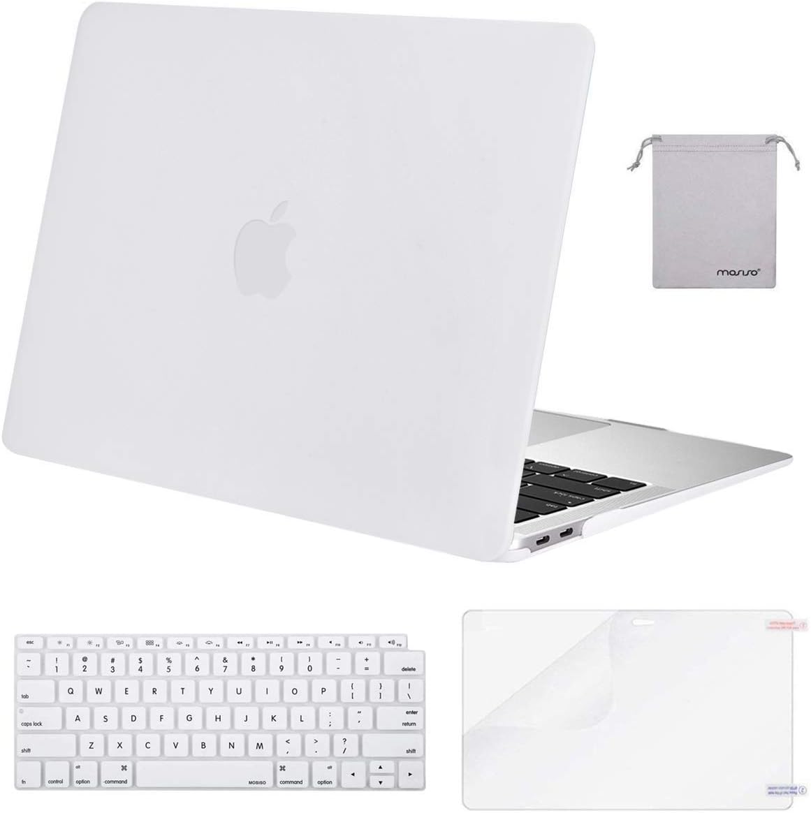 MOSISO Compatible with MacBook Air 13 inch Case M1 Chip 2021-2018 Release A2337 A2179 A1932, Plastic Hard Shell&Keyboard Cover&Screen Film&Storage Bag for MacBook Air 13.3 inch Case, Crystal Midnight