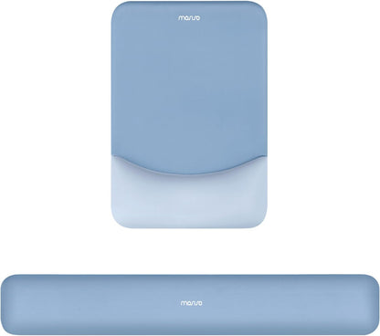 MOSISO Wrist Rest Support Mouse Pad & Keyboard Set, Slate Gray Rectangular Ergonomic Mousepad, Non-Slip Base, Home/Office Pain Relief & Easy Typing, Neoprene Cloth & Raised Silicone Lining