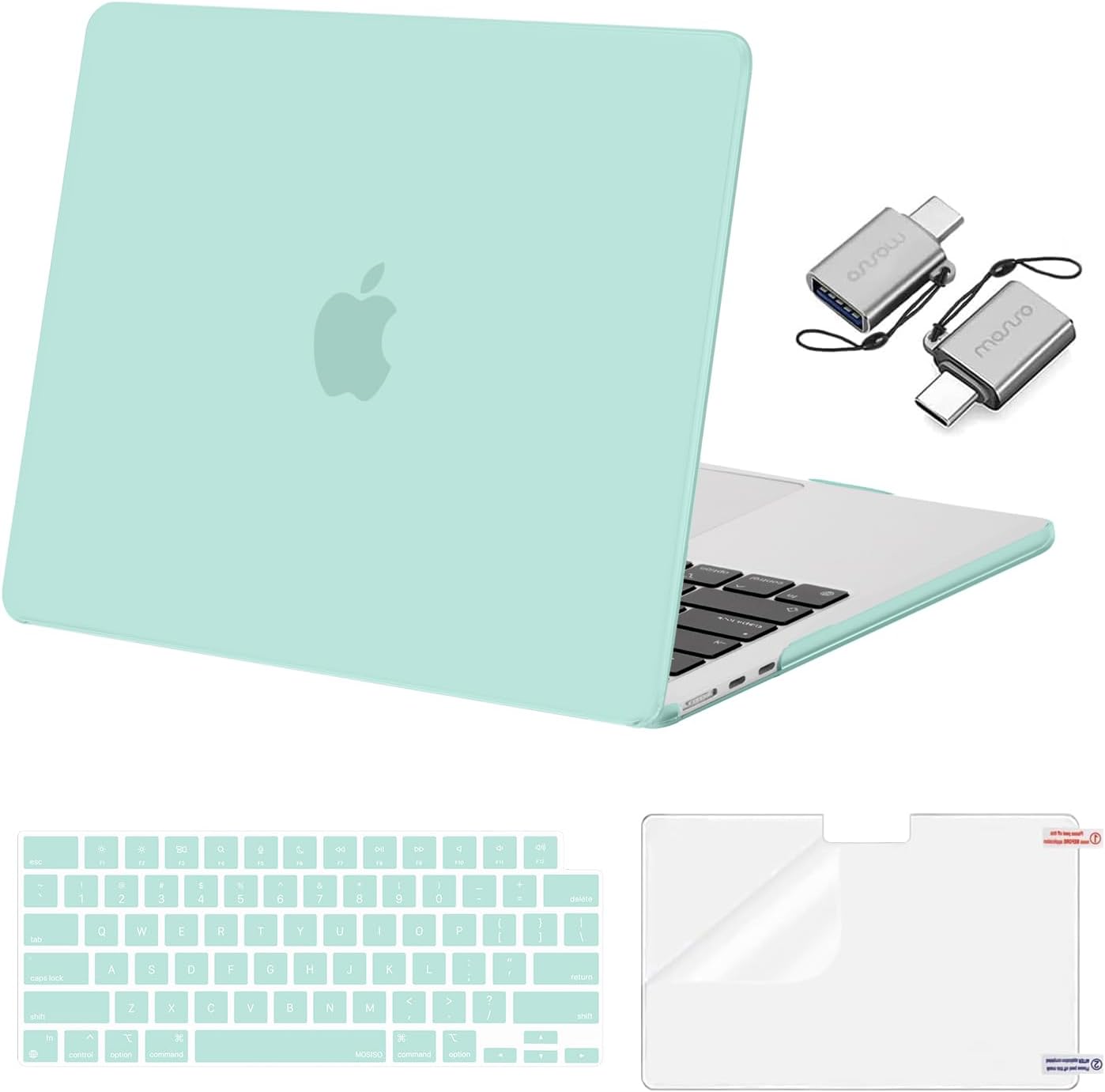 MOSISO Compatible with MacBook Air 13 inch Case M5 2026 M4 2025 M3 M2 2024-2022 A3449 A3240 A3113 A2681, Hard Shell&Keyboard Cover&Screen Film&Type C for MacBook Air 13.6 inch Case
