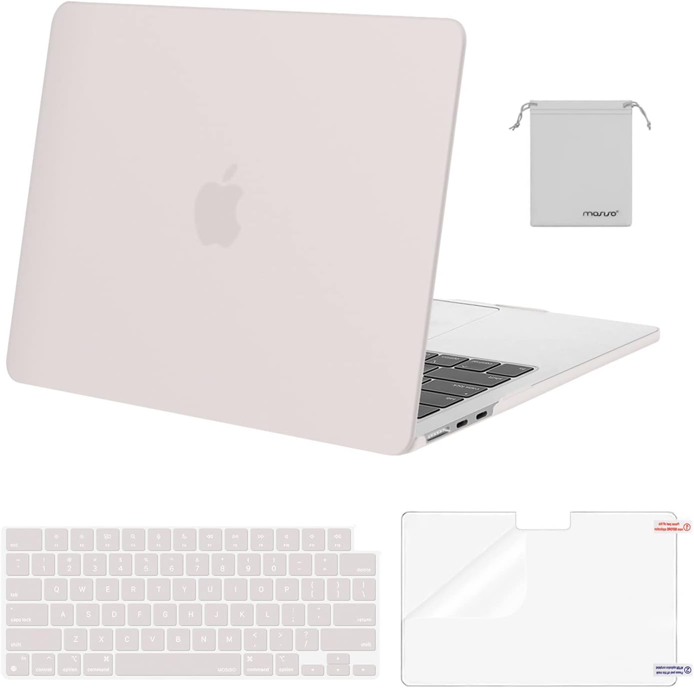 MOSISO Compatible with MacBook Air 13 inch Case M5 2026 M4 2025 M3 M2 2024-2022 A3449 A3240 A3113 A2681,Hard Shell&Keyboard Cover&Screen Film&Pouch for MacBook Air 13.6 inch Case, Crystal Clear