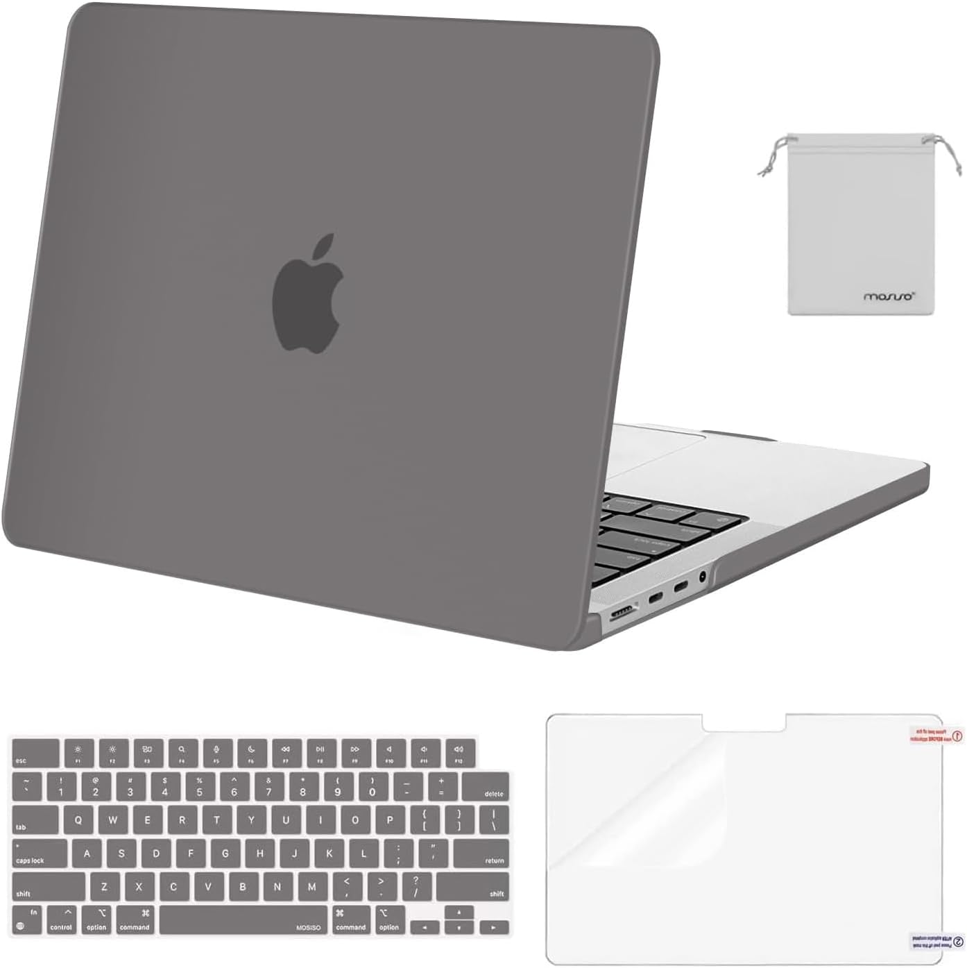 MOSISO Compatible with MacBook Pro 14 inch Case 2025 2024 2023 2022 2021 M4 M3 M2 M1 A3112 A3185 A3401 A2918 A2992 A2779 A2442, Plastic Hard Shell&Keyboard Cover&Screen Film&Pouch, Transparent