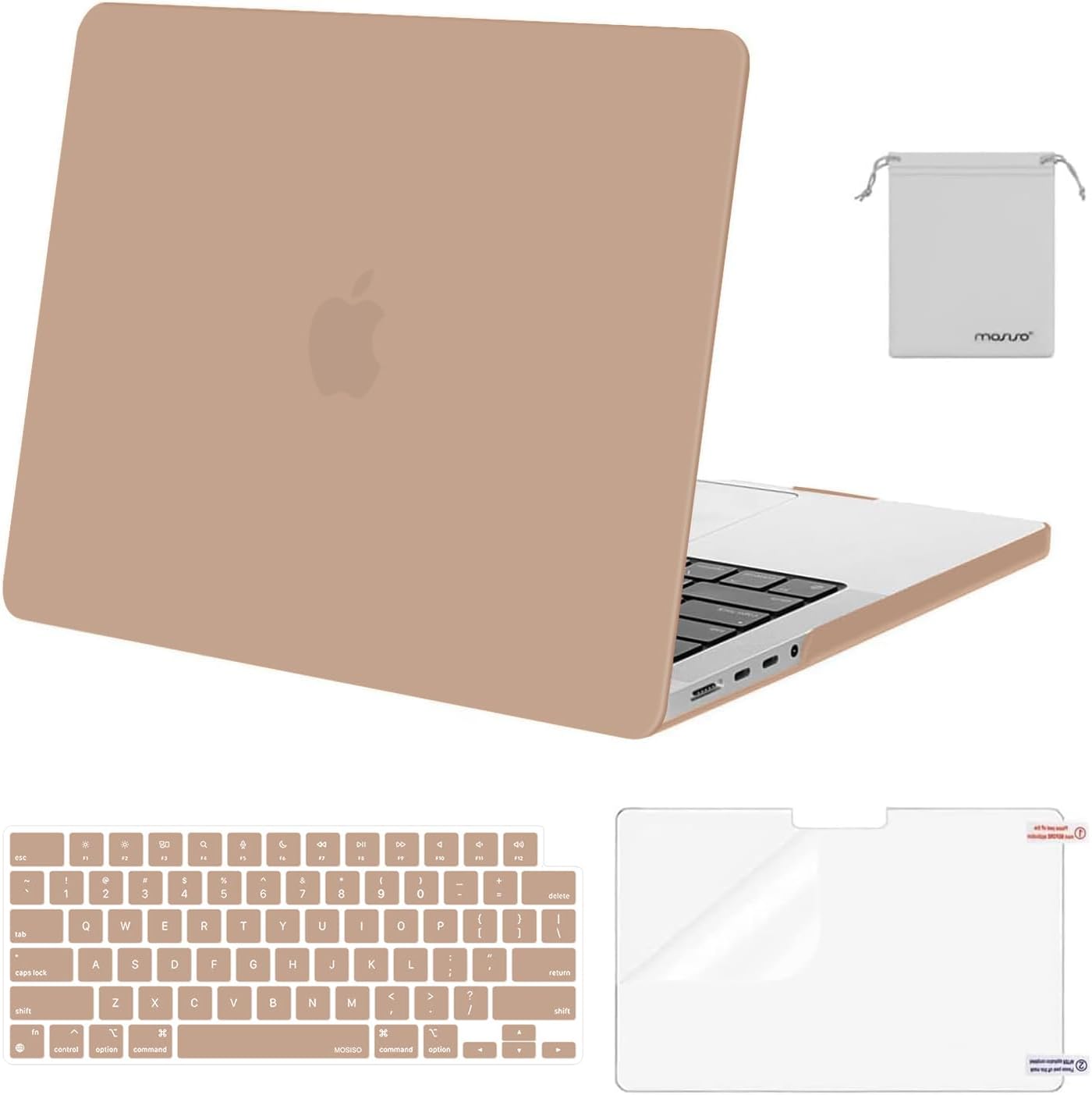 MOSISO Compatible with MacBook Pro 14 inch Case M5 2026 M4 2025 M3 M2 M1 2024-2021 A3427 A3426 A3434 A3112 A3185 A3401 A2918 A2992 A2779 A2442,Hard Case&Keyboard Skin&ScreenFilm&Pouch, Rose Quartz