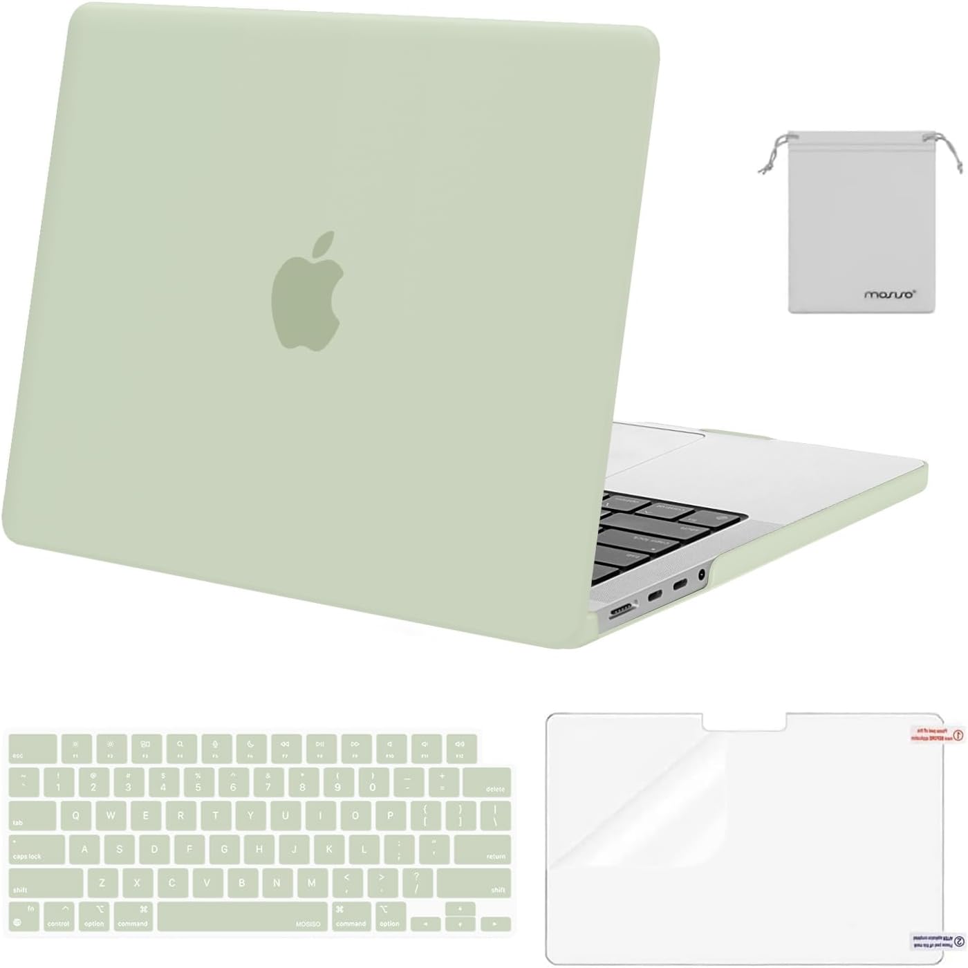 MOSISO Compatible with MacBook Pro 14 inch Case 2025 2024 2023 2022 2021 M4 M3 M2 M1 A3112 A3185 A3401 A2918 A2992 A2779 A2442, Plastic Hard Shell&Keyboard Cover&Screen Film&Pouch, Transparent
