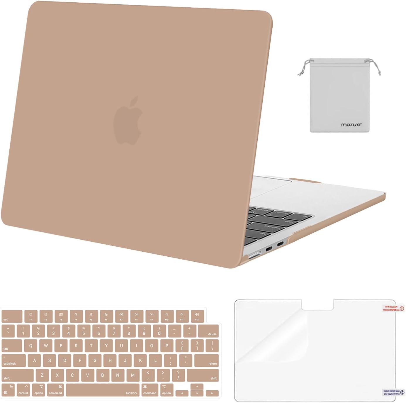 MOSISO Compatible with MacBook Air 13 inch Case M5 2026 M4 2025 M3 M2 2024-2022 A3449 A3240 A3113 A2681,Hard Shell&Keyboard Cover&Screen Film&Pouch for MacBook Air 13.6 inch Case, Crystal Clear