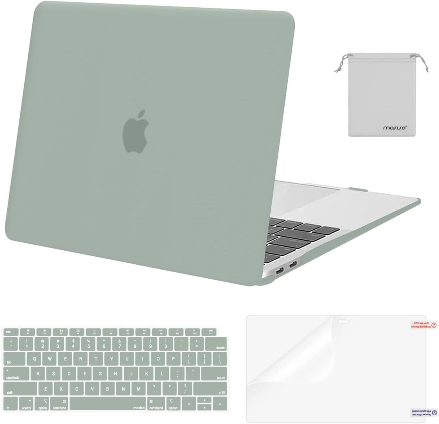 MOSISO Compatible with MacBook Air 13 inch Case M1 Chip 2021-2018 Release A2337 A2179 A1932, Plastic Hard Shell&Keyboard Cover&Screen Film&Storage Bag for MacBook Air 13.3 inch Case, Crystal Midnight