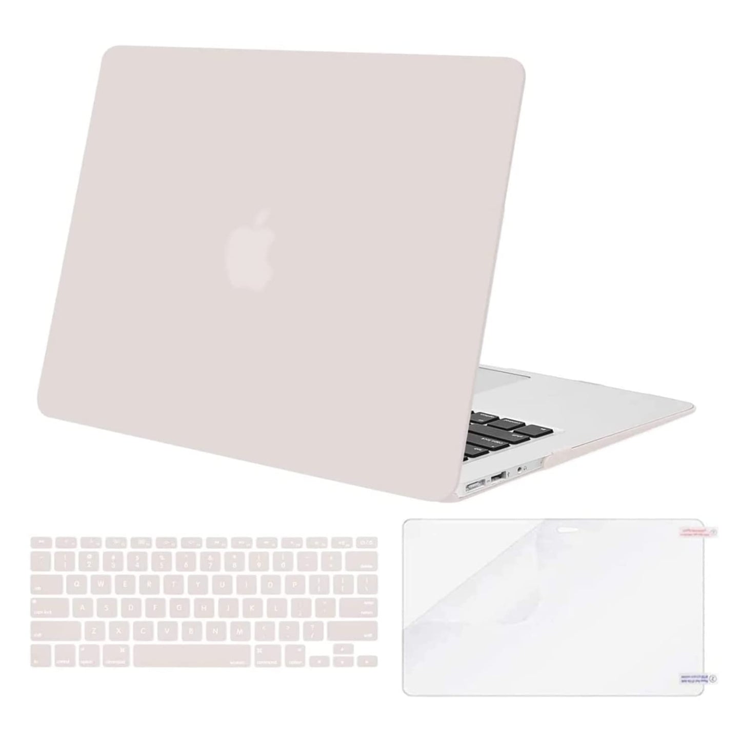 MOSISO Compatible with MacBook Air 13 inch Case (Models: A1369 & A1466, Older Version 2010-2017 Release), Protective Plastic Hard Shell Case & Keyboard Cover & Screen Protector, Rose Quartz