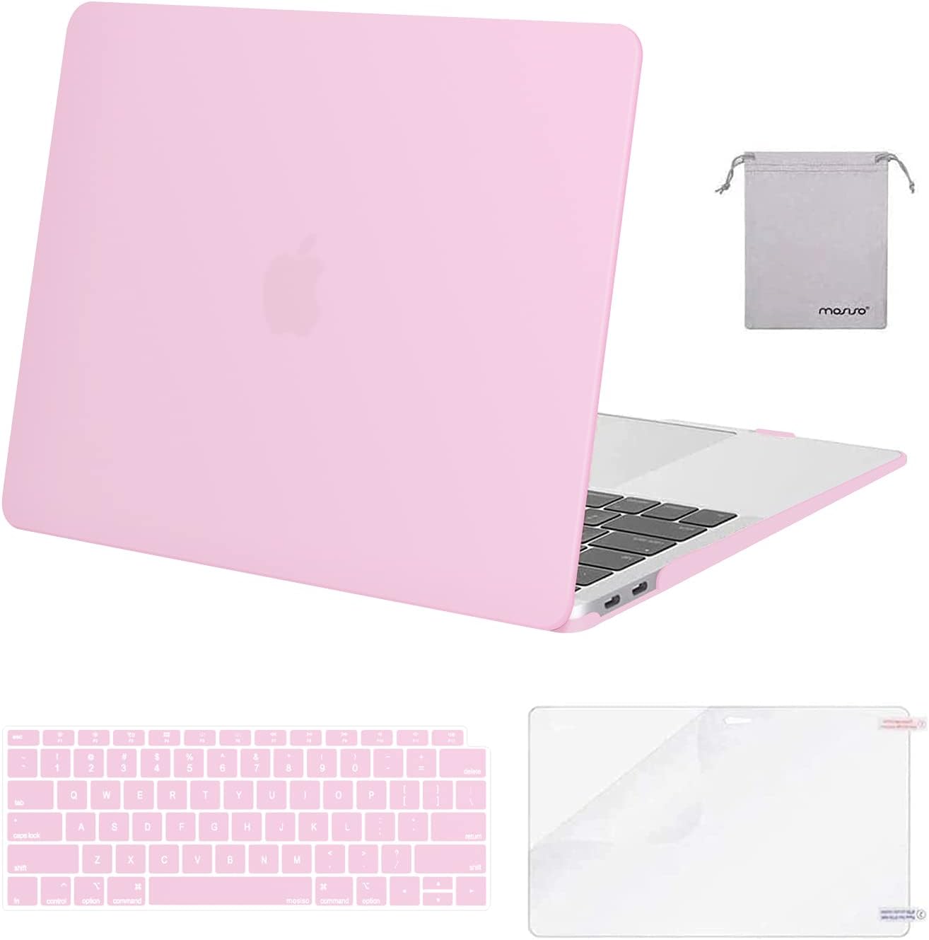 MOSISO Compatible with MacBook Air 13 inch Case M1 Chip 2021-2018 Release A2337 A2179 A1932, Plastic Hard Shell&Keyboard Cover&Screen Film&Storage Bag for MacBook Air 13.3 inch Case, Crystal Midnight