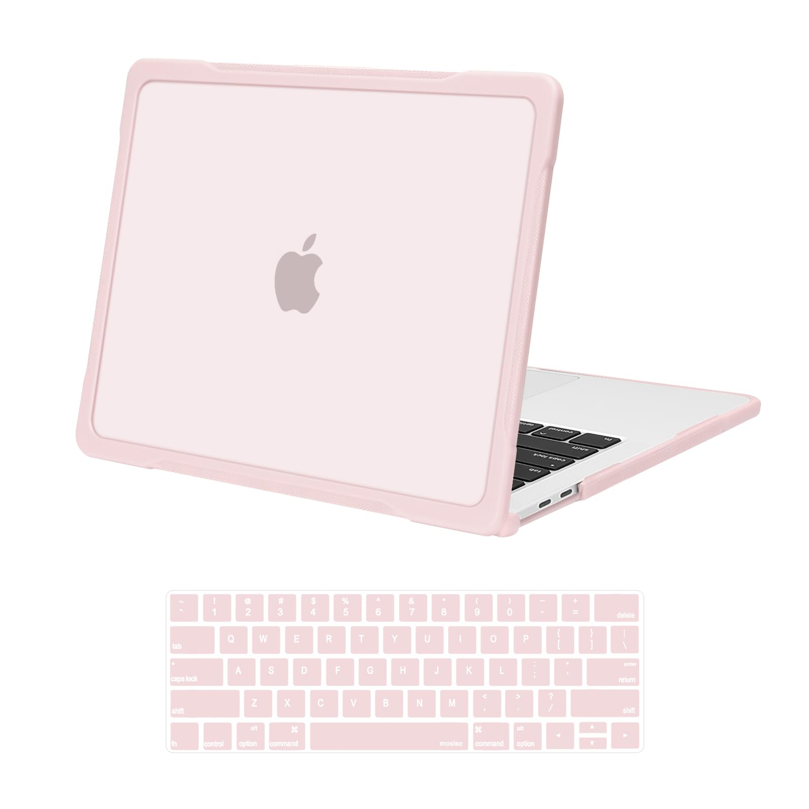 MOSISO Compatible with MacBook Pro 13 inch Case M2 2025-2016 A2338 M1 A2251 A2289 A2159 A1989 A1708 A1706, Soft TPU Bumper Anti-Cracking&Anti-Fingerprint Plastic Hard Case&Keyboard Cover, Pink