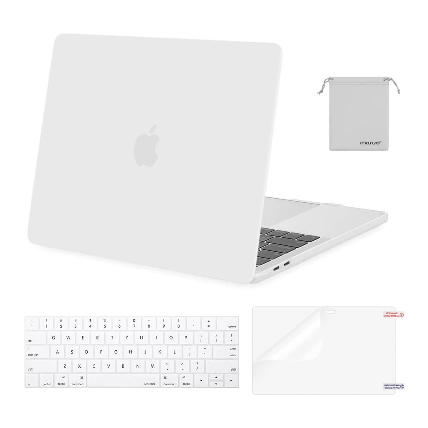 MOSISO Compatible with MacBook Pro 13 inch Case M2 2025, 2024, 2023, 2022-2016 A2338 M1 A2251 A2289 A2159 A1989 A1708 A1706, Plastic Hard Shell&Keyboard Cover&Screen Film&Storage Bag, Chalk Pink