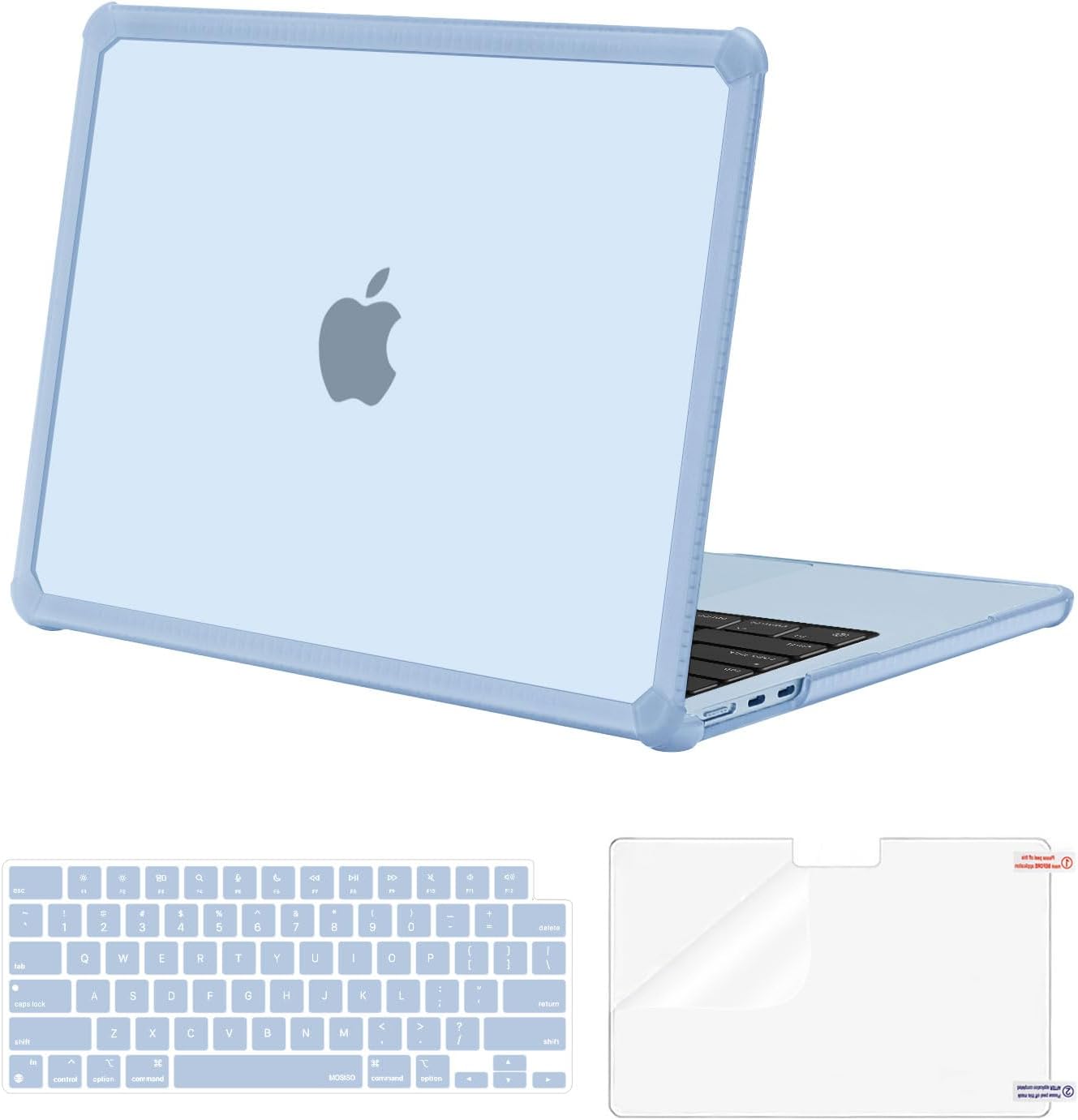 MOSISO Compatible with MacBook Air 13 inch Case M5 2026 M4 2025 M3 M2 2024-2022 A3449 A3240 A3113 A2681,3 in 1 Kit Crack-Resistant Heavy Duty Protective Plastic Hard Case with TPU Bumper, Pink