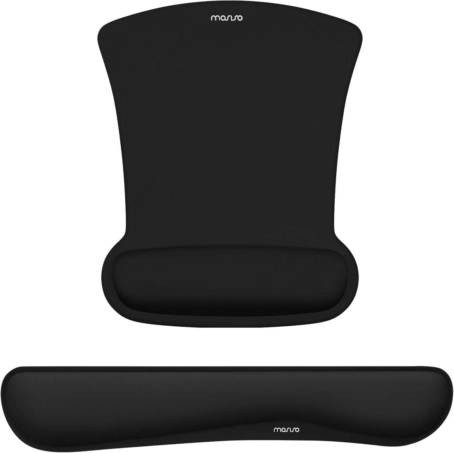 MOSISO Wrist Rest Support for Mouse Pad & Keyboard Set, Ergonomic Mousepad Non-Slip Base Home/Office Pain Relief & Easy Typing Cushion with Neoprene Cloth & Raised Memory Foam