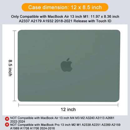 MOSISO Compatible with MacBook Air 13 inch Case M1 Chip 2021-2018 Release A2337 A2179 A1932, Plastic Hard Shell&Keyboard Cover&Screen Film&Storage Bag for MacBook Air 13.3 inch Case, Midnight Green iMosiso