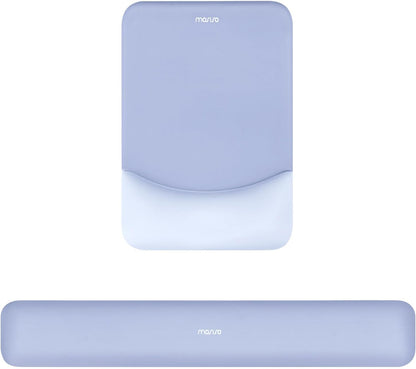 MOSISO Wrist Rest Support Mouse Pad & Keyboard Set, Slate Gray Rectangular Ergonomic Mousepad, Non-Slip Base, Home/Office Pain Relief & Easy Typing, Neoprene Cloth & Raised Silicone Lining