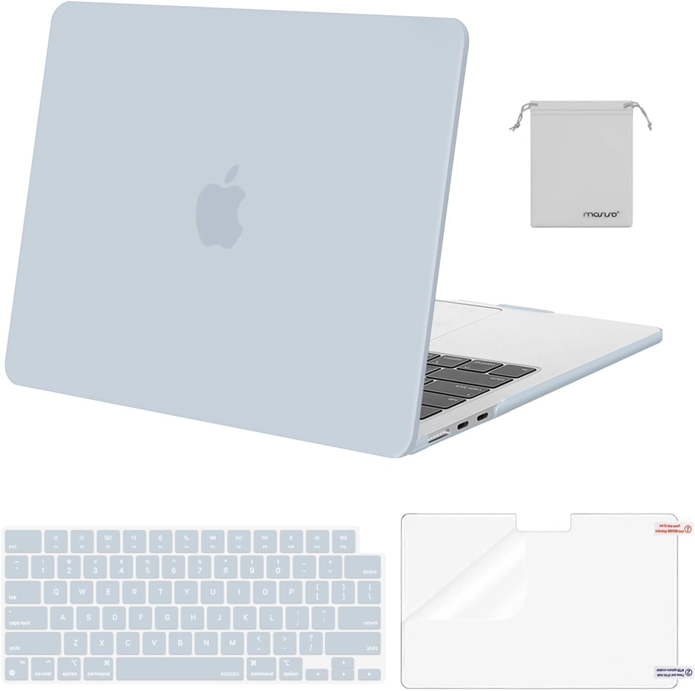MOSISO Compatible with MacBook Air 13 inch Case M5 2026 M4 2025 M3 M2 2024-2022 A3449 A3240 A3113 A2681,Hard Shell&Keyboard Cover&Screen Film&Pouch for MacBook Air 13.6 inch Case, Crystal Clear