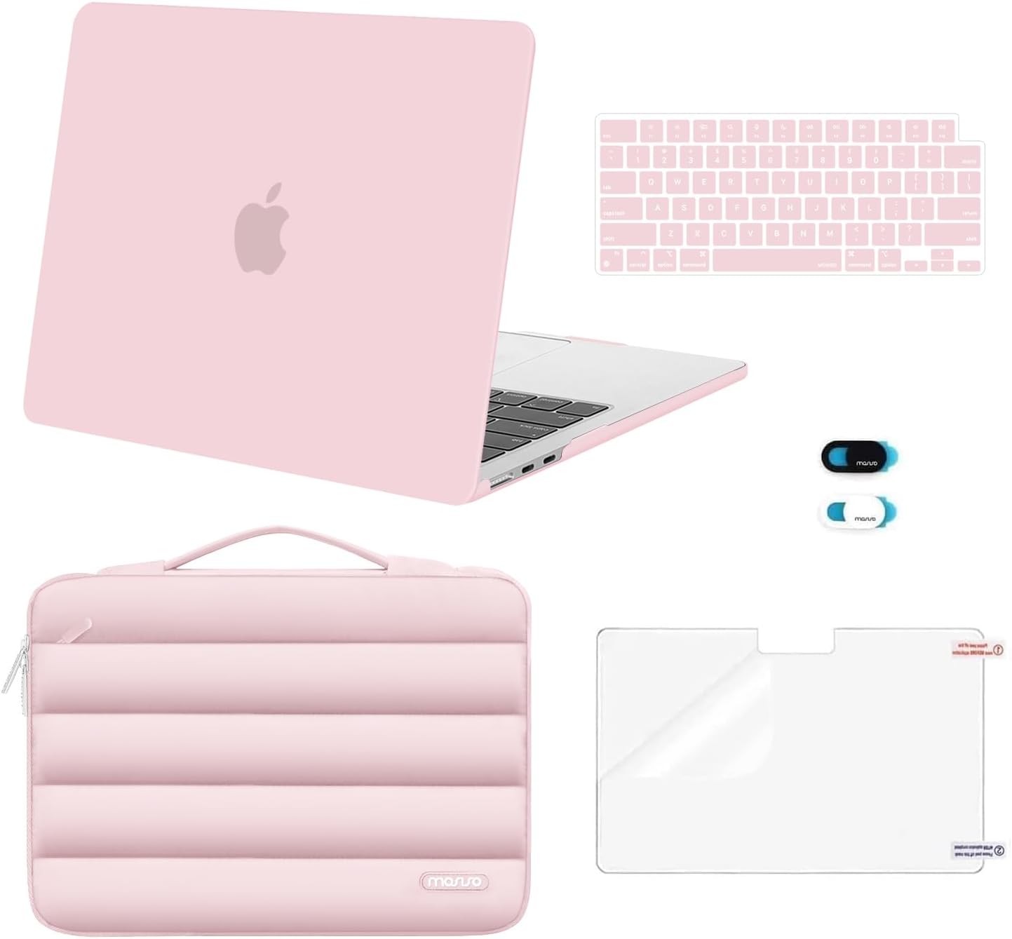 MOSISO Compatible with MacBook Air 13 inch Case M5 2026 M4 2025 M3 M2 2024-2022 A3449 A3240 A3113 A2681, Hard Case&Puffy Bag&Keyboard Cover&Webcam Cover&ScreenFilm for MacBook Air 13.6, Antique Green