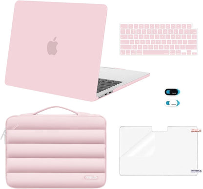 MOSISO Compatible with MacBook Air 13 inch Case M5 2026 M4 2025 M3 M2 2024-2022 A3449 A3240 A3113 A2681, Hard Case&Puffy Bag&Keyboard Cover&Webcam Cover&ScreenFilm for MacBook Air 13.6, Antique Green