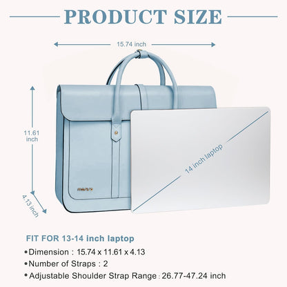 MOSISO Laptop Bag for Women, 13-14 inch, 15-15.6 inch PU Leather Laptop Shoulder Bag Convertible Backpack, 16 inch,PU Leather Laptop Shoulder Bag Convertible Backpack, 13.3 inch Messenger Bag Casual Handbag Work Briefcase Travel Computer Bag with Bowknot