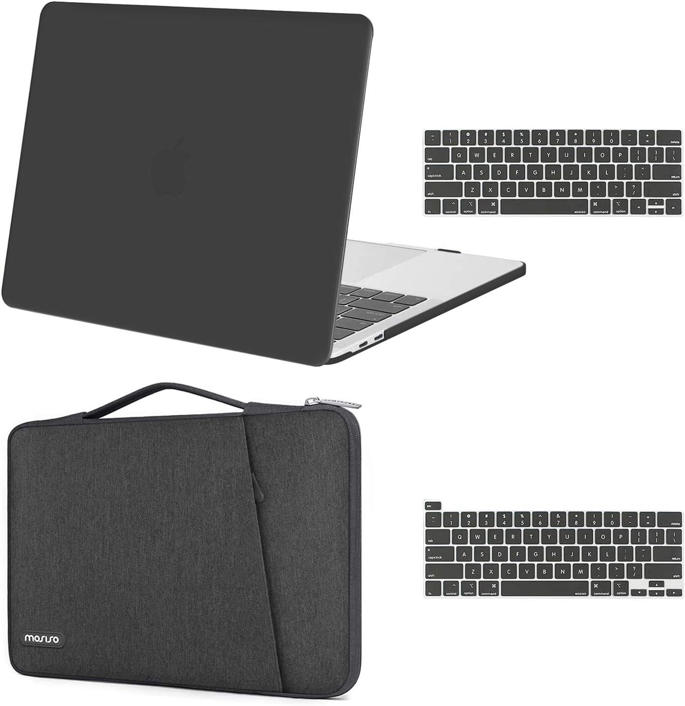 MOSISO Compatible with MacBook Pro 13 inch Case M2 2023, 2022, 2021-2016 A2338 M1 A2251 A2289 A2159 A1989 A1708 A1706, Plastic Hard Case & 360 Protective Sleeve Bag & Keyboard Skin, Space Gray iMosiso