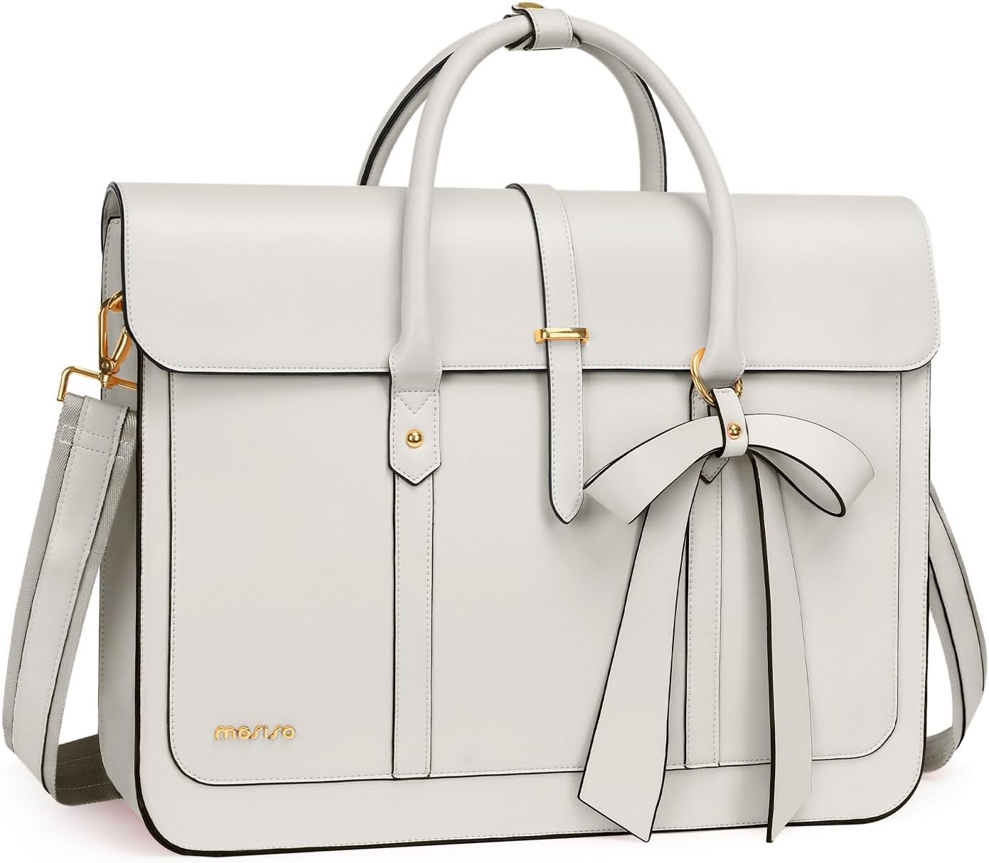 MOSISO Laptop Bag for Women, 13-14 inch, 15-15.6 inch PU Leather Laptop Shoulder Bag Convertible Backpack, 16 inch,PU Leather Laptop Shoulder Bag Convertible Backpack, 13.3 inch Messenger Bag Casual Handbag Work Briefcase Travel Computer Bag with Bowknot