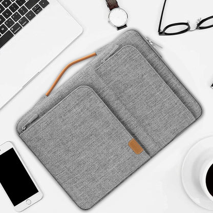 MOSISO 360 Protective Laptop Sleeve Compatible with MacBook Air/Pro, 13-13.3 inch Notebook,Compatible with MacBook Pro 14 inch 2023-2021 M2 M1, Side Open Bag with 2 Accessory Pockets&Handle&Belt, Gray iMosiso