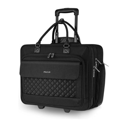 MOSISO Rolling Laptop Bag, 15.6 inch Rolling Briefcase for Women Men, Expandable Overnight Computer Bag with Flapover Pocket & Belt on 2 Wheels for Work Travel Business