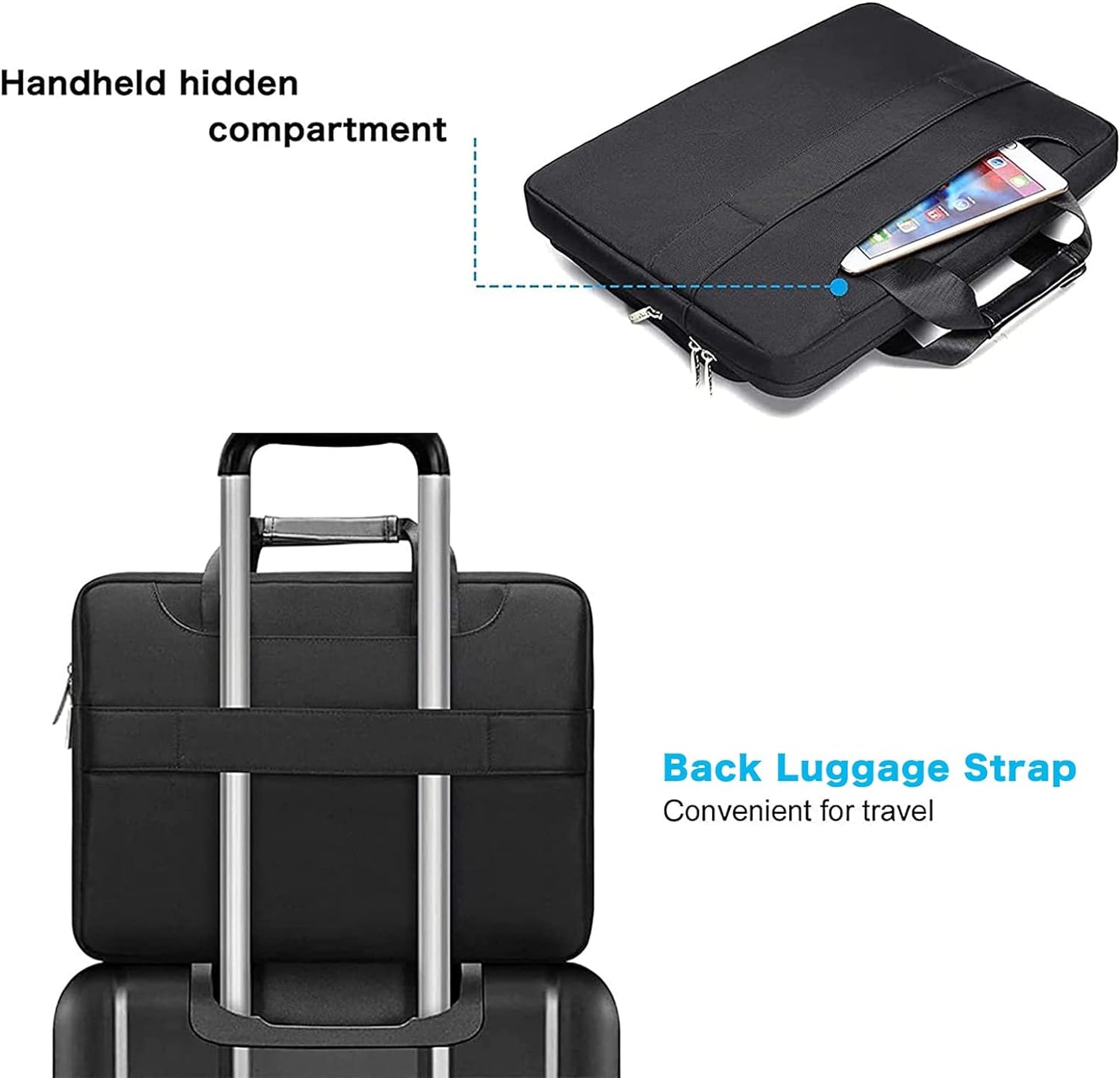 MOSISO Laptop Shoulder Messenger Bag Compatible with MacBook Pro 16 inch 2023-2019 M2 A2780 M1 A2485 A2141,15-15.6 inch Notebook,Polyester Briefcase Sleeve with 4 Front Zipper Pockets & Belt,Black iMosiso