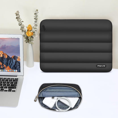 MOSISO Puffy Laptop Sleeve Compatible with MacBook Air/Pro, 13-13.3 inch Notebook, Compatible with MacBook Pro 14 inch 2023-2021 A2779 M2 A2442 M1, Polyester Horizontal Bag Cover with Small Case,Black iMosiso