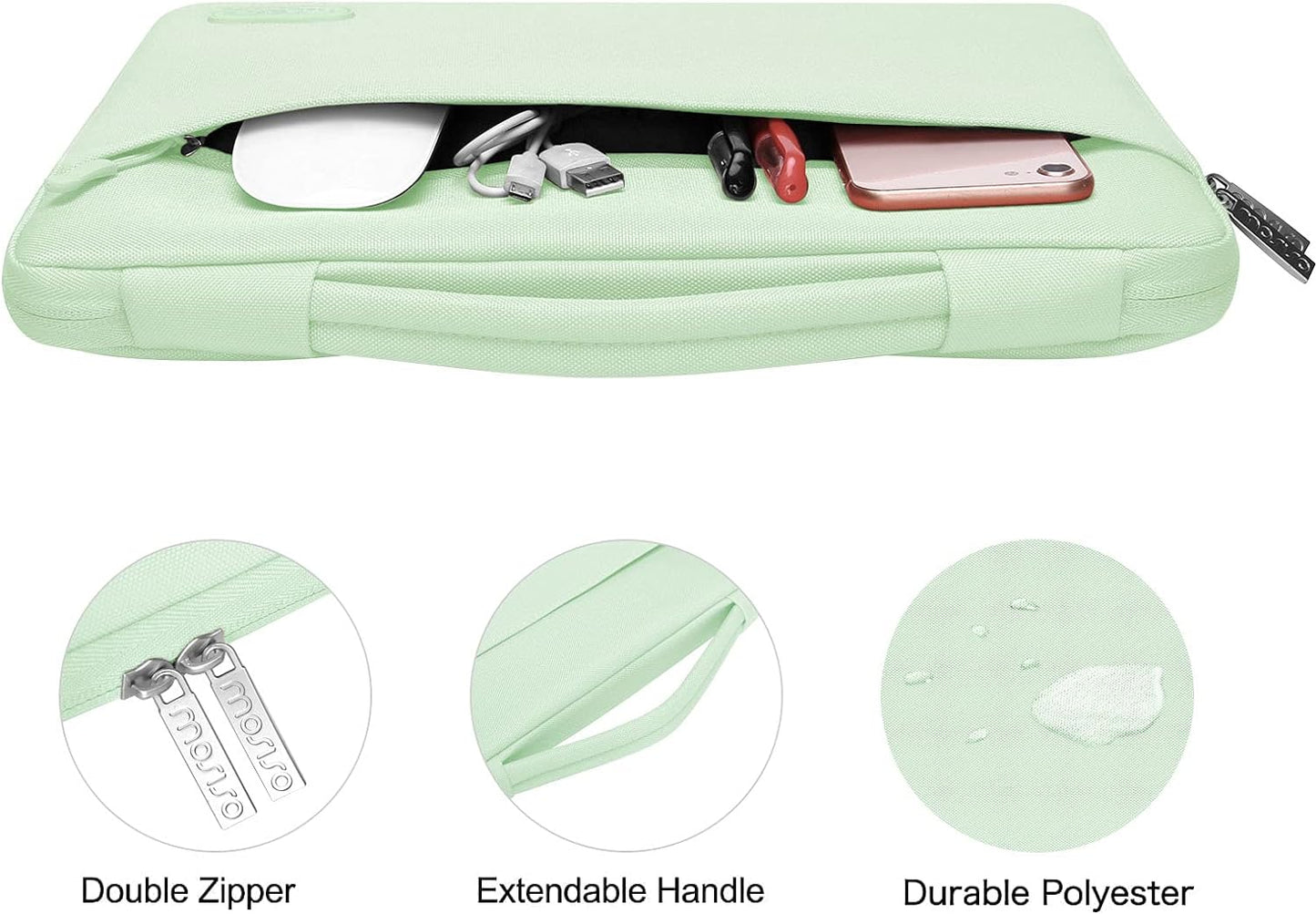 MOSISO Compatible with MacBook Air 13 inch Case (A1369 A1466, Older Version 2010-2017 Release), Plastic Hard Shell Case & Sleeve Bag & Keyboard Cover & Webcam Cover & Screen Protector, Honeydew Green iMosiso