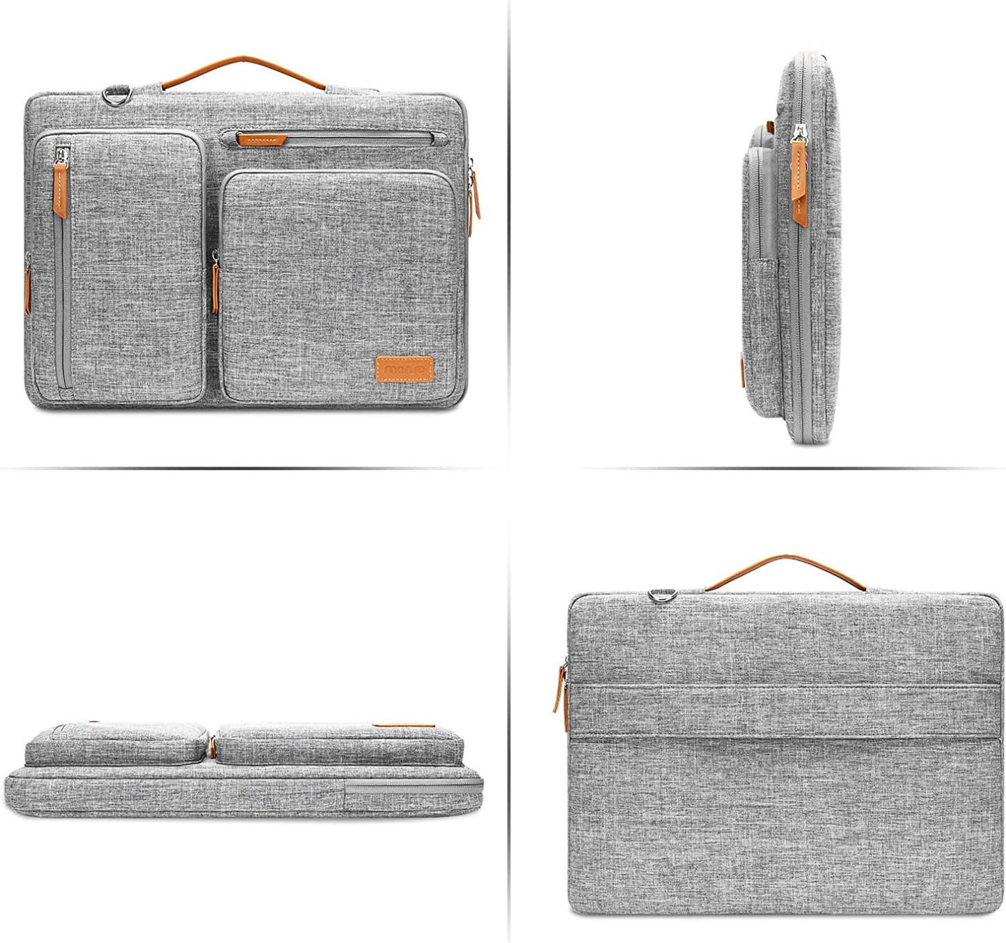 MOSISO 360 Protective Laptop Shoulder Bag, 15.6 inch Computer Bag Compatible with MacBook, HP, Dell, Lenovo, Asus Notebook, 15 inch Side Open Messenger Bag with 4 Zipper Pockets & Handle & Belt, Gray iMosiso