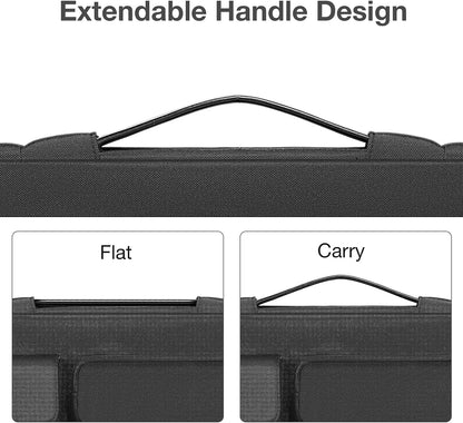 MOSISO 360 Protective Laptop Sleeve Compatible with MacBook Air/Pro, 13-13.3 inch Notebook, Compatible with MacBook Pro 14 inch M2 M1, Side Open Bag with 2 Raised&1 Flapover Pockets&Belt, Black iMosiso