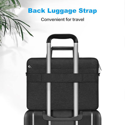 MOSISO Laptop Shoulder Bag,15 inch Computer Bag Compatible with MacBook, HP, Dell, Lenovo, Asus Notebook,15.6 inch Laptop Sleeve Bag with 2 Raised Zipper Pockets & Hidden Pockets & Handle & Belt,Black iMosiso