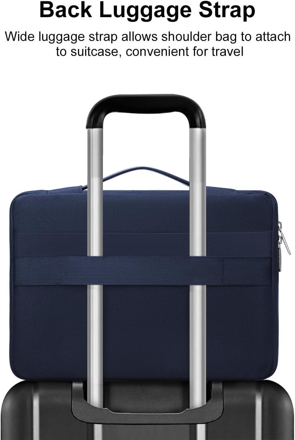 MOSISO 360 Protective Laptop Sleeve Compatible with MacBook Air/Pro, 13-13.3 inch Notebook, Compatible with MacBook Pro 14 inch M3 M2 M1, Side Open Bag with 2 Raised&1 Flapover Pockets, Navy Blue iMosiso