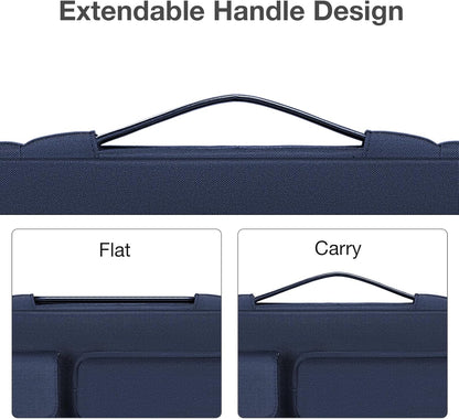 MOSISO 360 Protective Laptop Sleeve Compatible with MacBook Air/Pro, 13-13.3 inch Notebook, Compatible with MacBook Pro 14 inch M3 M2 M1, Side Open Bag with 2 Raised&1 Flapover Pockets, Navy Blue iMosiso