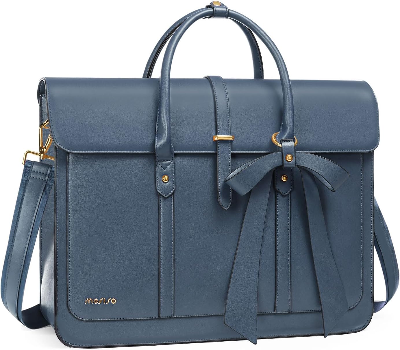 MOSISO Laptop Bag for Women, 13-14 inch, 15-15.6 inch PU Leather Laptop Shoulder Bag Convertible Backpack, 16 inch,PU Leather Laptop Shoulder Bag Convertible Backpack, 13.3 inch Messenger Bag Casual Handbag Work Briefcase Travel Computer Bag with Bowknot