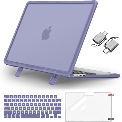 MOSISO Shock-Absorbing Cover Compatible with MacBook Air 13 inch Case M2-M5 2022-2026 A2681 A3113 A3240 A3449, 4 in 1 Kit Anti-Crack Hard Shell with Kickstand