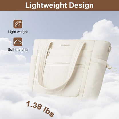MOSISO Puffy Lightweight Women Laptop Tote Bag,15‑16‑Inch,Built‑In‑Keyring,Side‑Pocket & Rear Trolley‑Sleeve