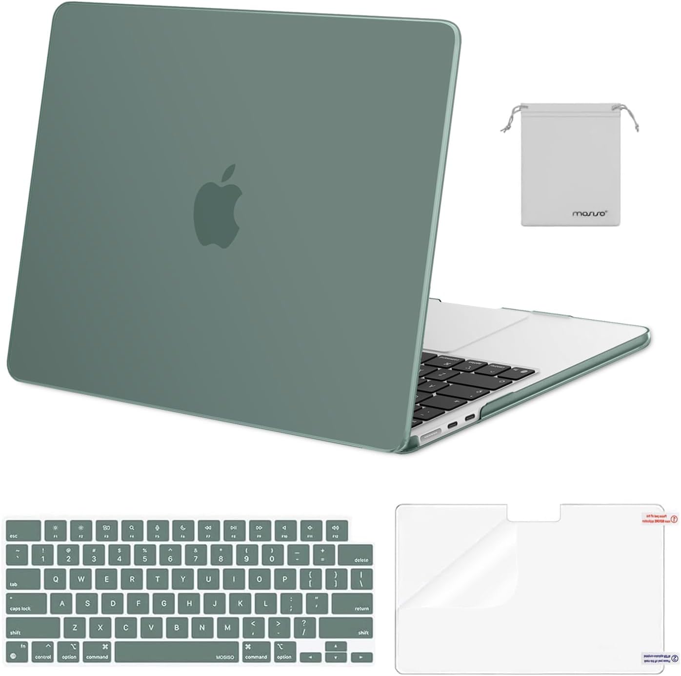 MOSISO Compatible with MacBook Air 13 inch Case M5 2026 M4 2025 M3 M2 2024-2022 A3449 A3240 A3113 A2681,Hard Shell&Keyboard Cover&Screen Film&Pouch for MacBook Air 13.6 inch Case, Crystal Clear