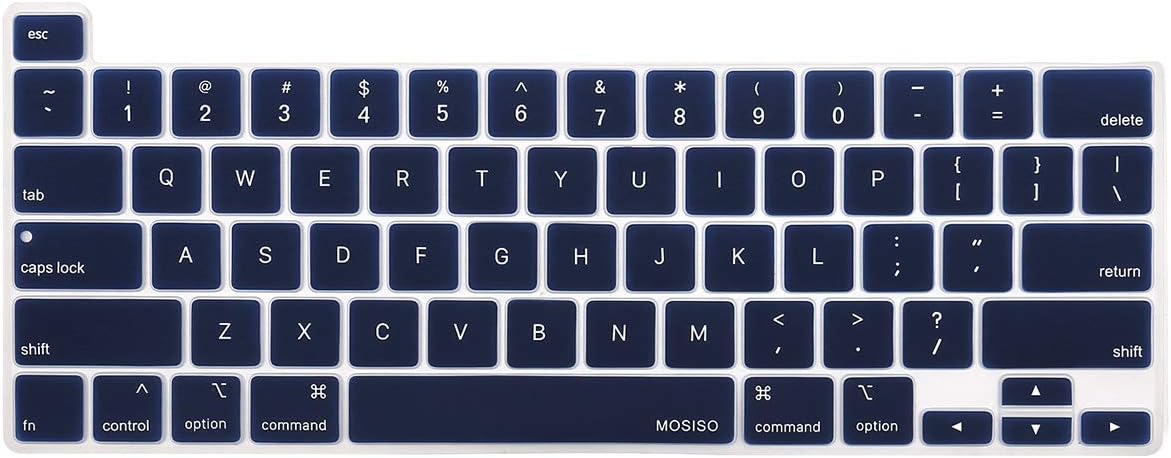 MOSISO Keyboard Cover Compatible with MacBook Pro 13 inch M2 2023, 2022, 2021 2020 M1 A2338 A2289 A2251&Compatible with MacBook Pro 16 2020 2019 A2141 Touch ID,Protective Silicone Skin, Airy Blue